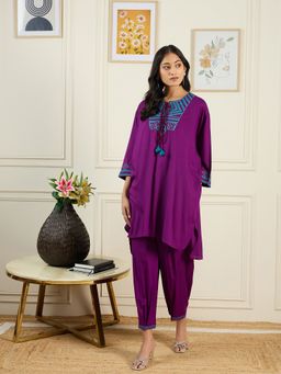 STADO - Women Solid Purple Kurta with Salwar