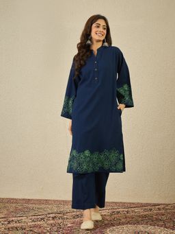 STADO - Women Floral Blue Kurta with Pant