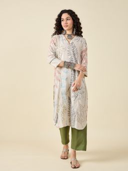 STADO - Women Linen Printed Multi-Color Kurta with Pant