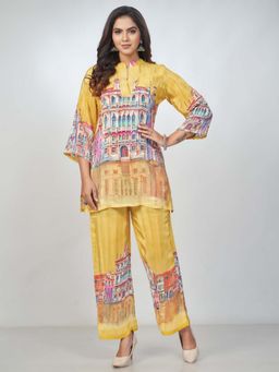 Amchoor - Women Mustard Crepe Digital Print Co-Ord Set
