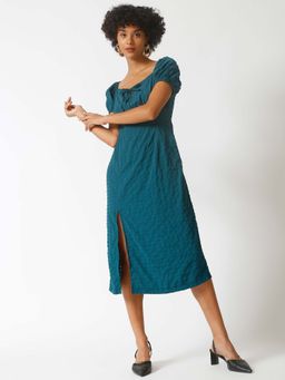 PINACOLADA - Women Teal Stylish Casual Midi Dresses