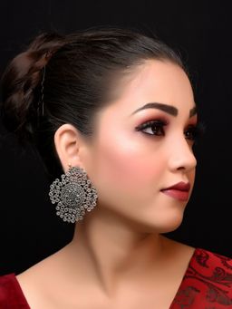 AG'S - Kirat Big Oxidised Stud Earrings In Baby Pink