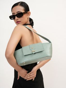 KLEIO - Vegan Luxe Baguette Shoulder Bag Green
