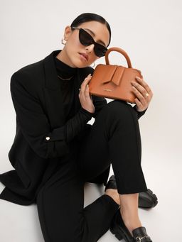 KLEIO - Vegan Leather Mini Handbag with Detachable Strap Black