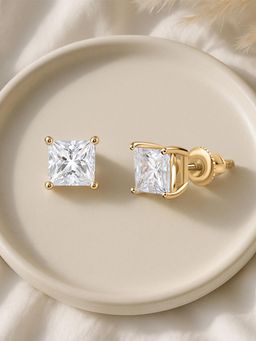 Ornate Jewels - 14K Yellow Gold 1.47 Carat Oval Lab Grown Diamond Solitaire Earring for Women & Girls