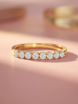 Ornate Jewels - 9K Yellow Gold 0.50 Carat Round Lab Grown Diamond Band Ring for Women & Girls