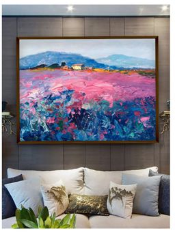 The Art House - Pink Blue Abstract Framed Wall Painting