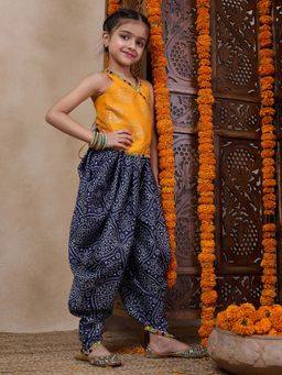 PSPeaches - Girls Yellow Printed Top with Dhoti Pant (Set of 2)