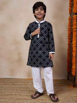 PSPeaches - Boys Black Printed Straight Kurta with Pant (Set of 2)