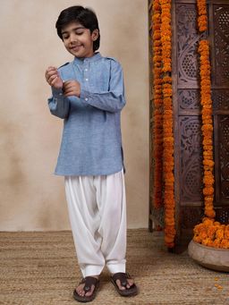 PSPeaches - Boys Blue Straight Kurta with Salwar (Set of 2)
