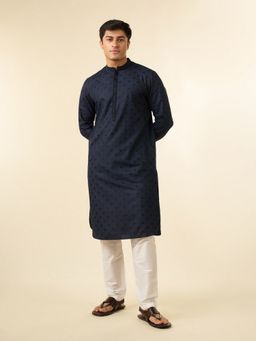 Diwas by Manyavar - Indigo Blue Classic Men Kurta with Pyjama