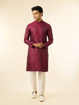 Diwas by Manyavar - Wine-Colored Men Kurta with Pyjama