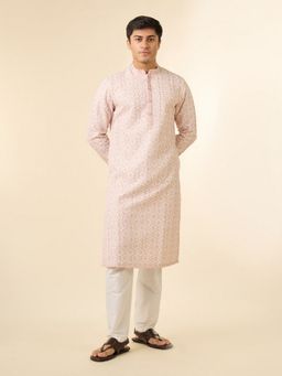 Diwas by Manyavar - Pink Elegance Georgette Men Kurta with Pyjama
