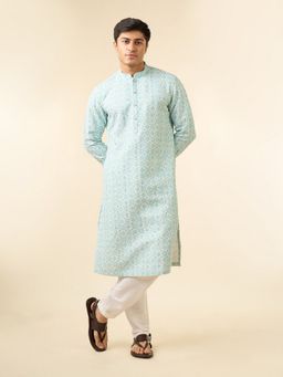 Diwas by Manyavar - Light Blue Georgette Men Kurta with Pyjama