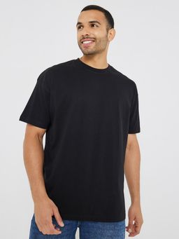 Styli - Back Slogan Print Oversized T-Shirt - Black