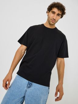 Styli - Back Slogan Print Oversized T-Shirt - Black