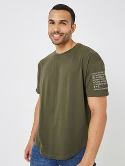 Styli - U Hem Oversized T-Shirt - Olive