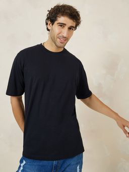 Styli - Breakfast Graphic Cotton Jersey Oversized T-Shirt - Black