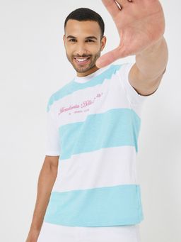 Styli - Colorblock Panel Compact Jersey Oversized T-Shirt - Blue