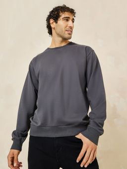 Styli - Relaxed Fit Cotton Terry Sweatshirt - Charcoal
