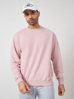 Styli - Shoulder Hd Print Fleece Relax Fit Sweatshirt - Pink
