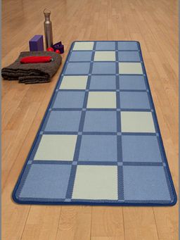Saral Home - Hand Woven Microfiber Washable Yoga Mat-Blue-70X170 Cm