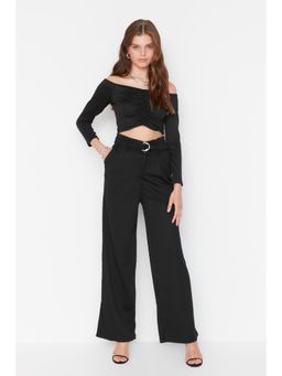 Trendyol - Women's Flared Black Pants With Belt