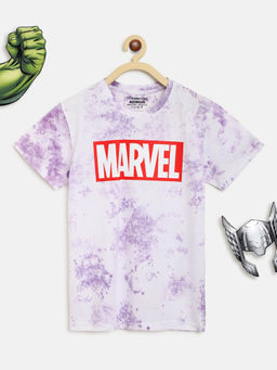 Lil Tomatoes - Boys Marvel Typography Cotton T-Shirt - Purple