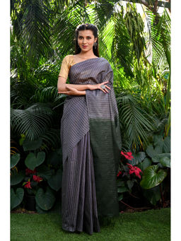 Beatitude - Grey Kota Handwoven Banswara Silk Saree with Unstitched Blouse