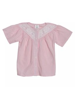 ZACH & KIKI - Girls Pink Stripe Blush Crochet Top
