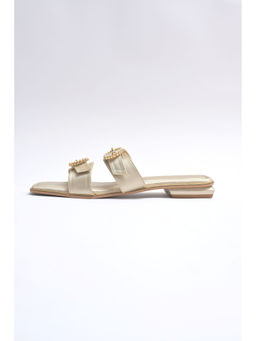 ELVIRAA - Pearl 2 Buckle Gold Flats