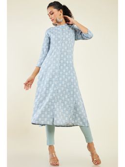 Soch - Women Blue Rayon Printed Kurta