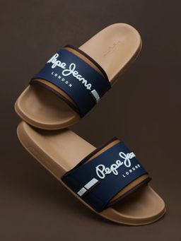 Pepe Jeans - Men Navy Blue Round Toe Slip-On Sliders