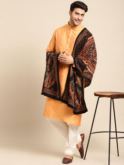 KISAH - Men Orange Kurta Churidar and Dupatta (Set of 3)