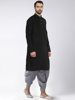 KISAH - Men Black Kurta and Dhoti (Set of 2)