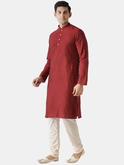 KISAH - Men Maroon Kurta and Churidar (Set of 2)