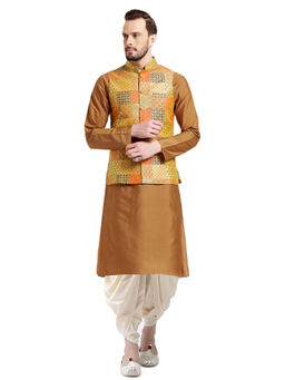KISAH - Men Multi Color Kurta Jacket and Dhoti (Set of 3)