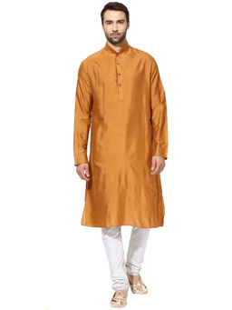 KISAH - Men Brown Kurta and Churidar (Set of 2)