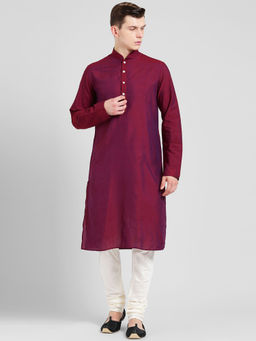 KISAH - Men Magenta Kurta and Churidar (Set of 2)