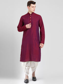 KISAH - Men Magenta Kurta and Dhoti (Set of 2)