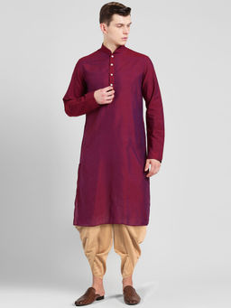 KISAH - Men Magenta Kurta and Dhoti (Set of 2)