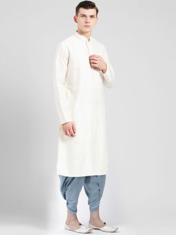 KISAH - Men Off White Kurta and Dhoti (Set of 2)