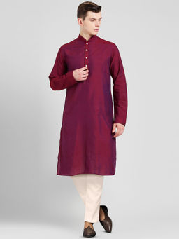 KISAH - Mens Magenta Kurta Trousers (Set of 2)