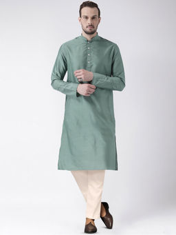 KISAH - Mens Green Kurta Trousers (Set of 2)