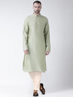 KISAH - Mens Olive Kurta Trousers (Set of 2)