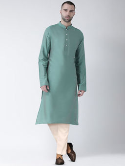 KISAH - Mens Green Kurta Trousers (Set of 2)