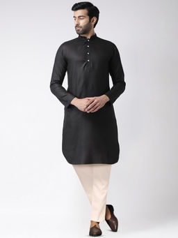 KISAH - Mens Black Kurta Trousers (Set of 2)