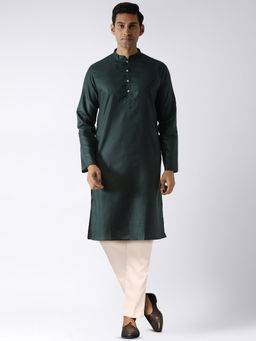 KISAH - Mens Green Kurta Trousers (Set of 2)