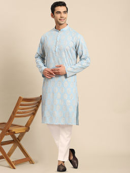 KISAH - Mens Blue Kurta Trousers (Set of 2)