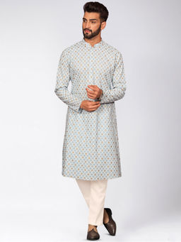 KISAH - Mens Blue Kurta Trousers (Set of 2)